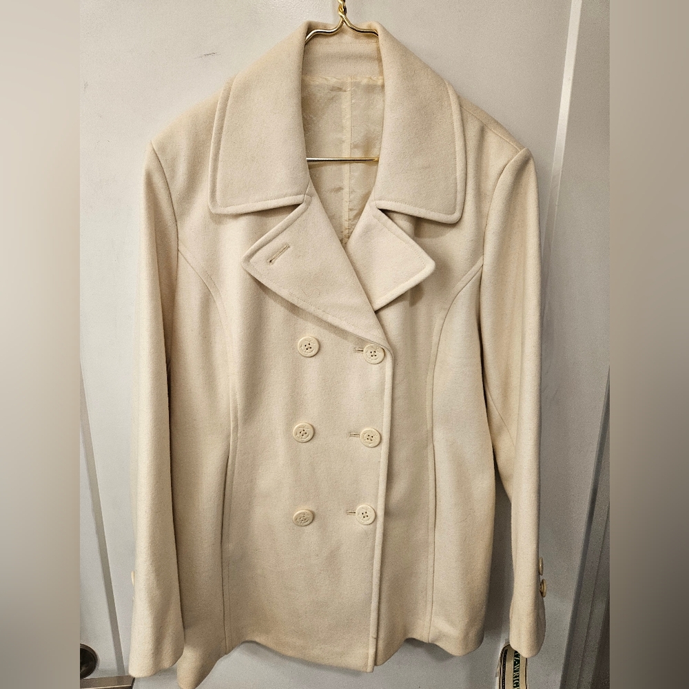 NWT - Fitz-Wright Wool Blend Winter White Reversible Coat - Size 16